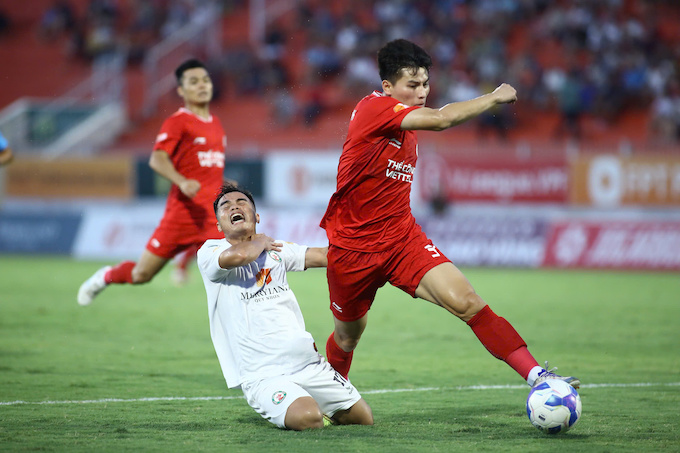 Thể Công Viettel đã lấn lướt Bình Định suốt hiệt đấu đầu tiên. Ảnh: CTV